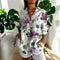Carla | Stylish Button-Down Shirt - Purple Flowers
