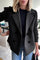 Nita - Elegant Knit-Sleeve Blazer - Black