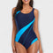 Sporty One-Piece Swimsuit with Back Cut-Out - Blue
